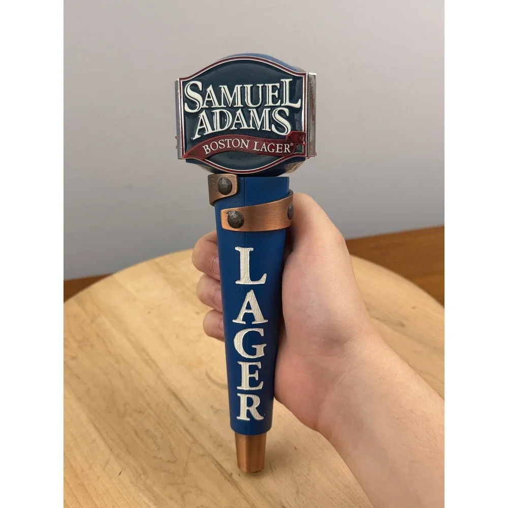 Samuel Adams Boston Lager Copper Ribbon Beer Tap Handle 3-Sided Blue Retro‎